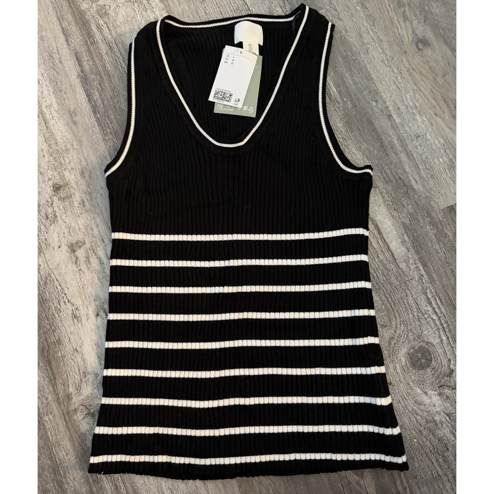 H&M Tank Top Black White Nwt Large